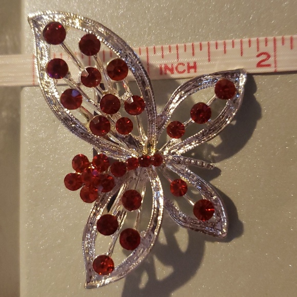 Silver Butterfly Brooch and Matching Silver Butterfly Ring - Picture 3 of 8